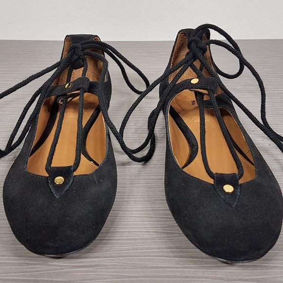 Choe 'Foster' Black Suede Lace-Up Ballet Flat Womens Size 4 / 34 - Picture 7 of 14